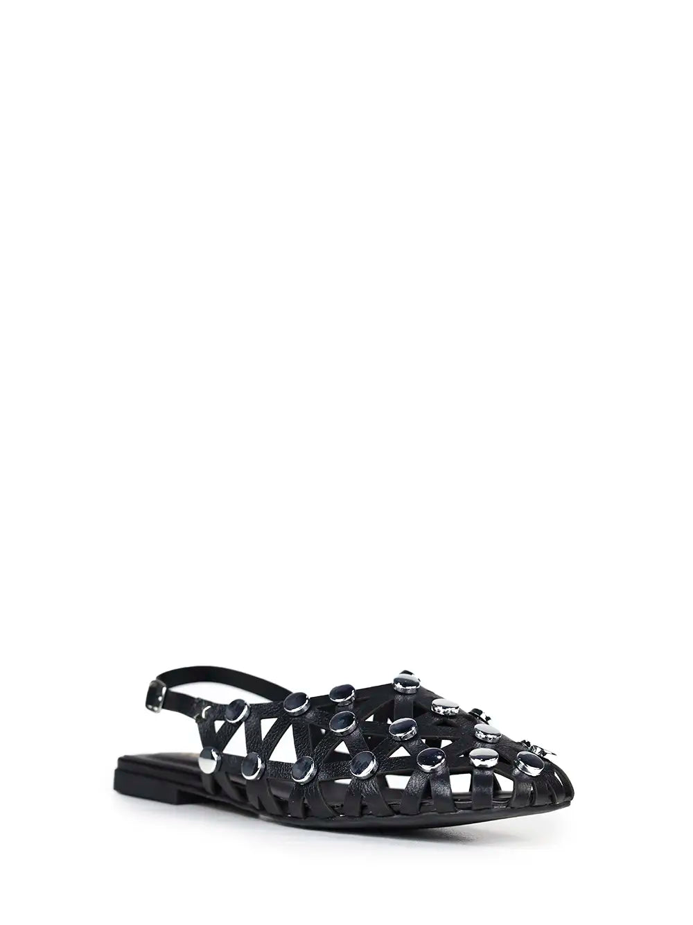 Mule Preta em Pele e Tachas