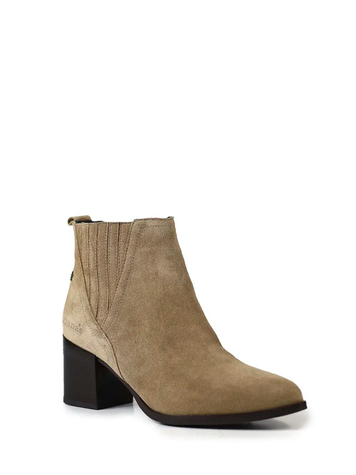 Beige Wildlederstiefel