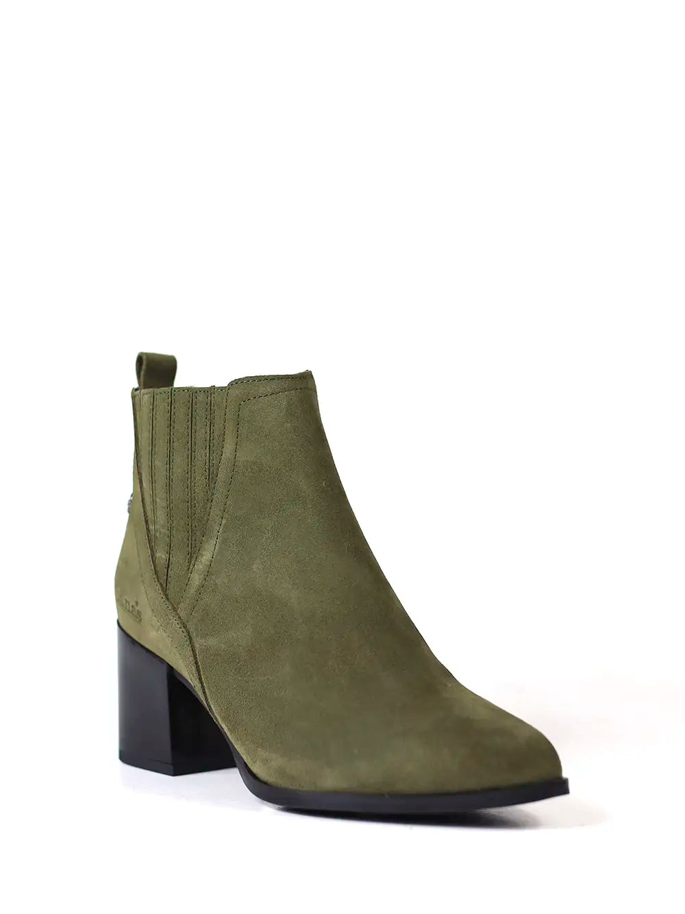 Botte en daim vert et talon bloc