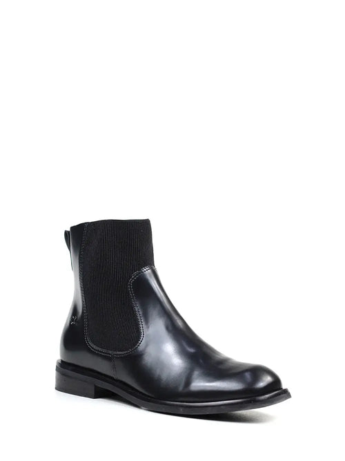 Schwarzer Chelsea-Stiefel aus Leder mit Gummizug