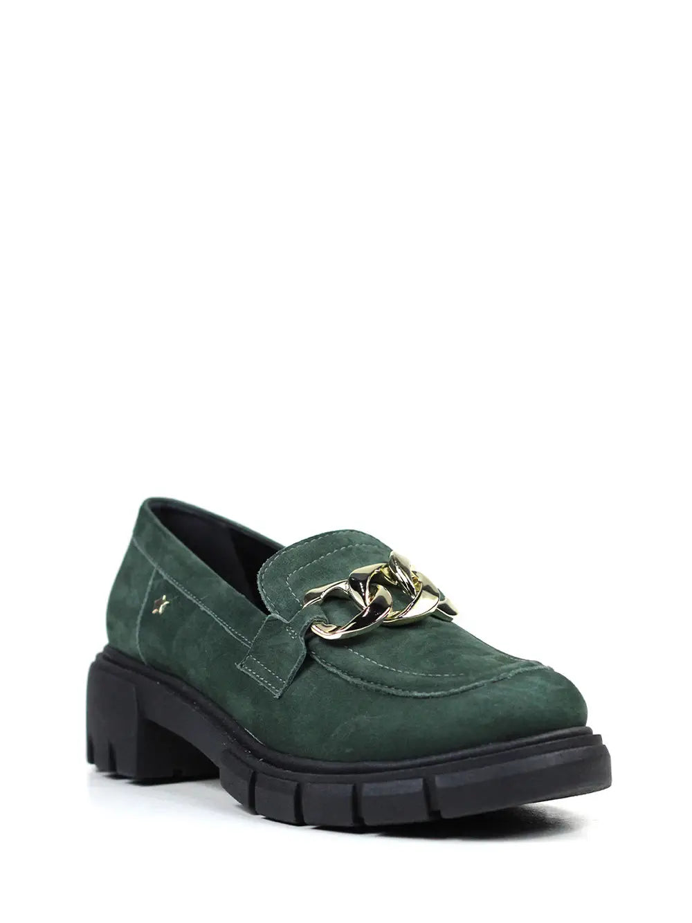 Mocassin En Daim Vert Avec Semelle Traitée