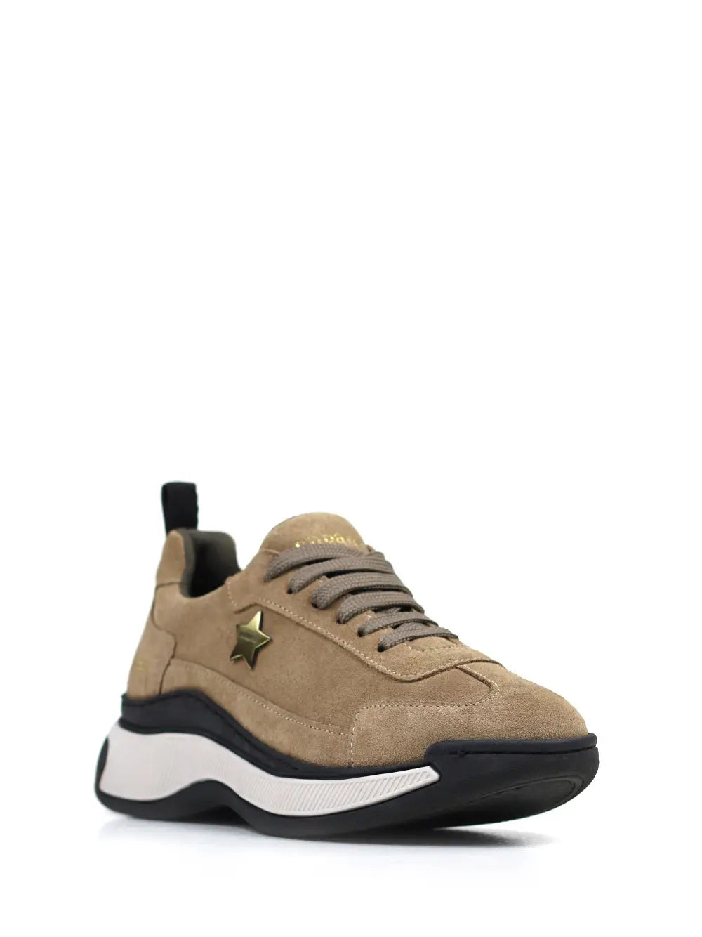 Beige Suede Sneakers with Chunky Soles