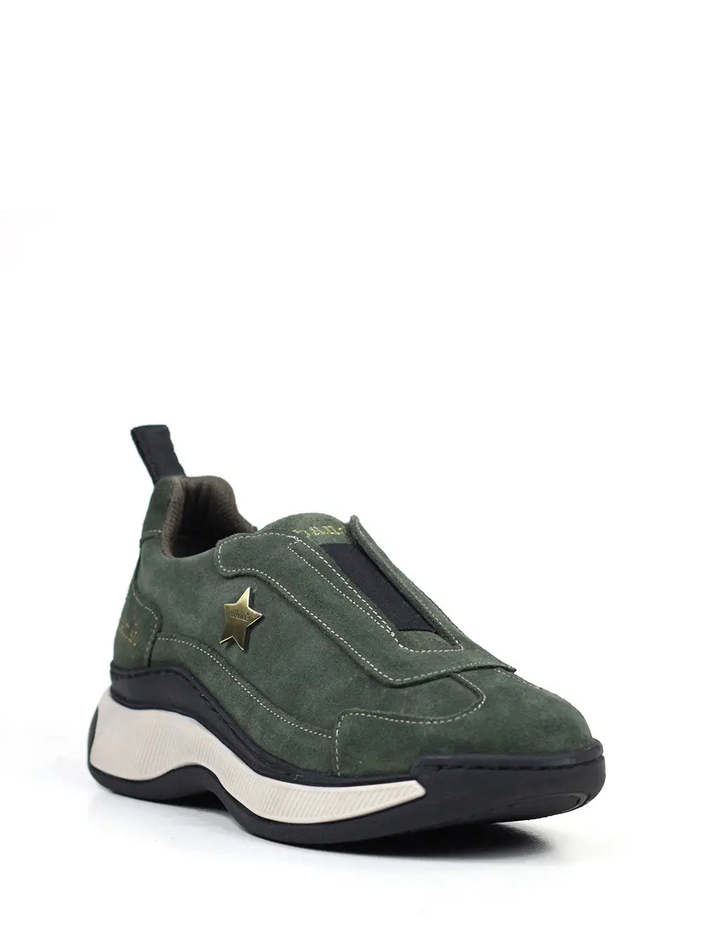 Zapatillas de Ante Verde Oscuro con Suela Gruesa
