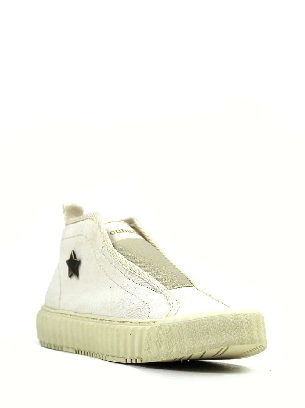 White Fabric Sneakers with Chunky Soles