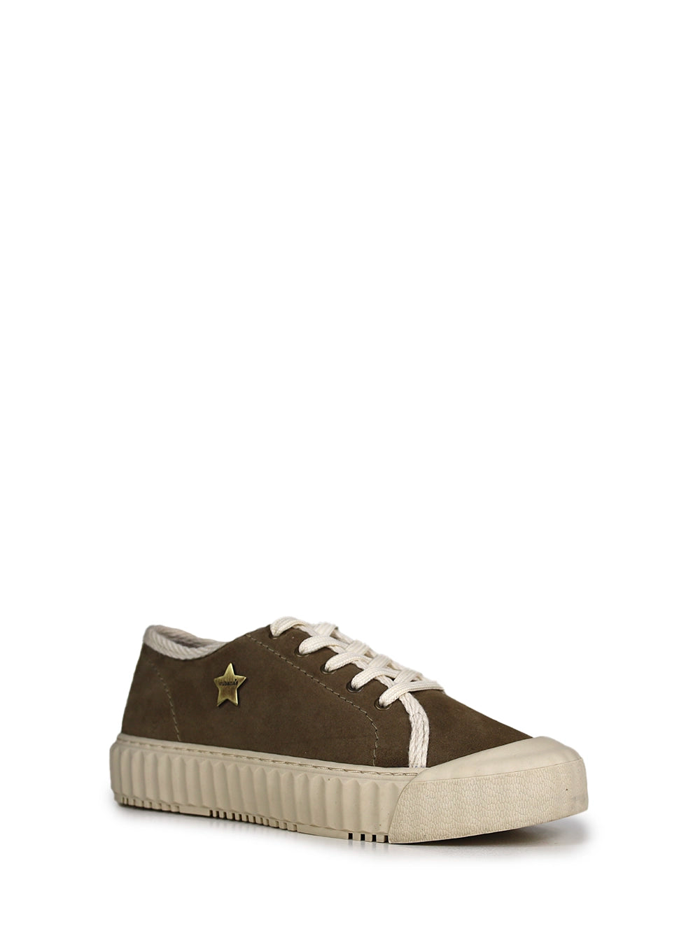 Ténis em Camurça Castanha e Sola Reta