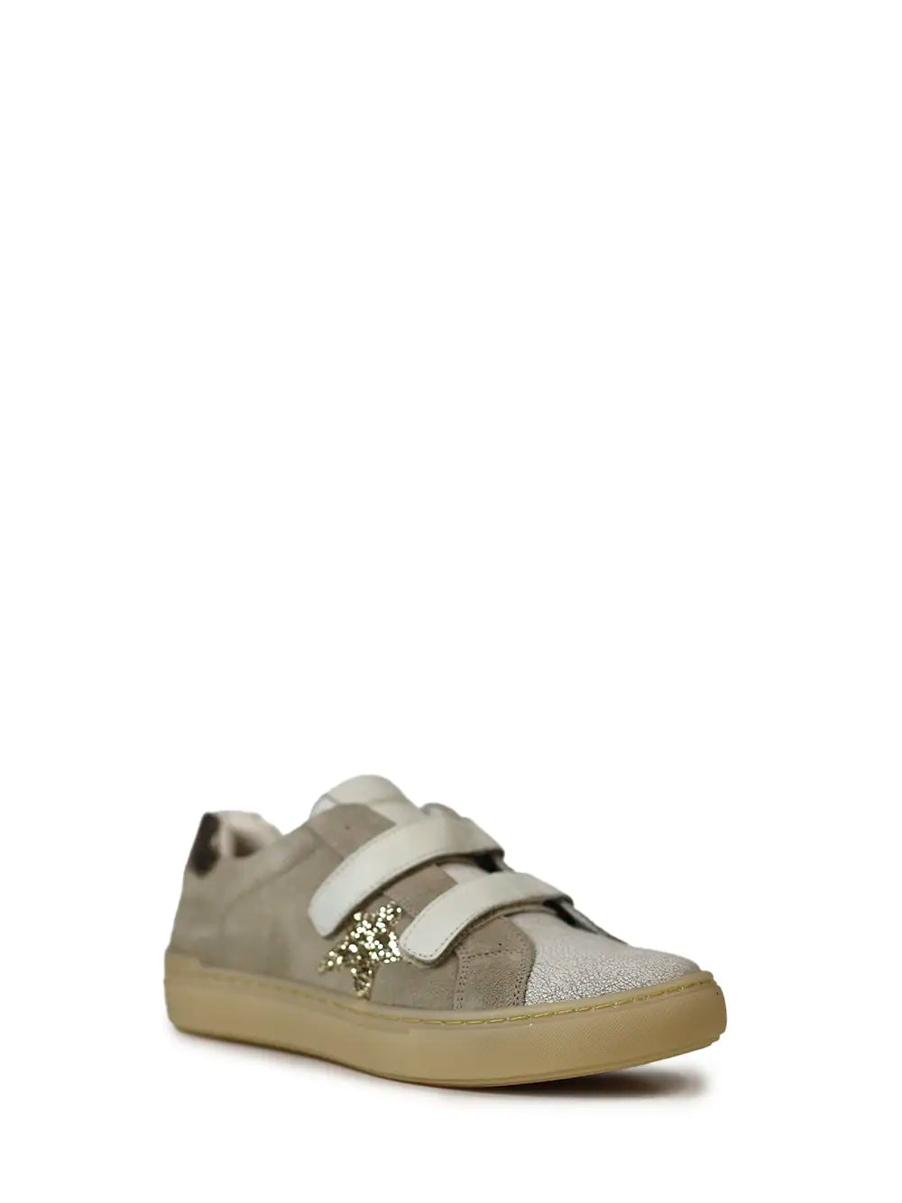 Beige Suede and Glitter Sneakers