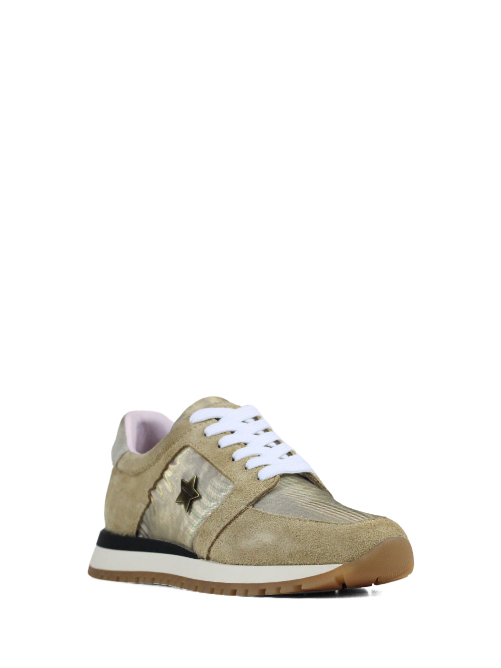 Beige Suede Sneakers with Laces