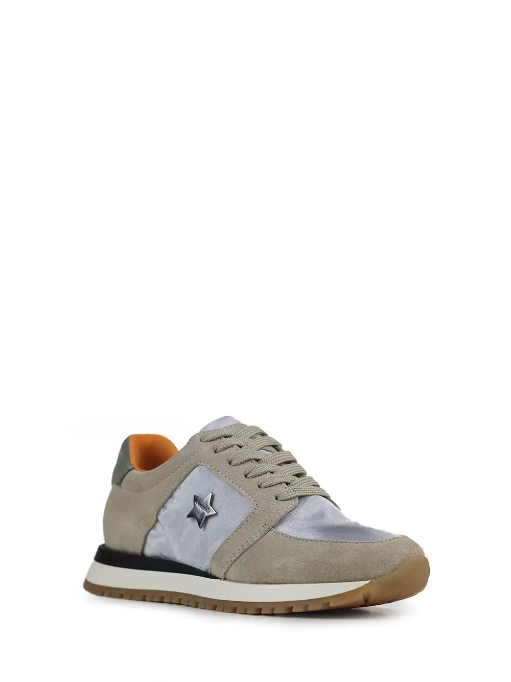 Zapatillas de Tela Blanca y Ante Beige