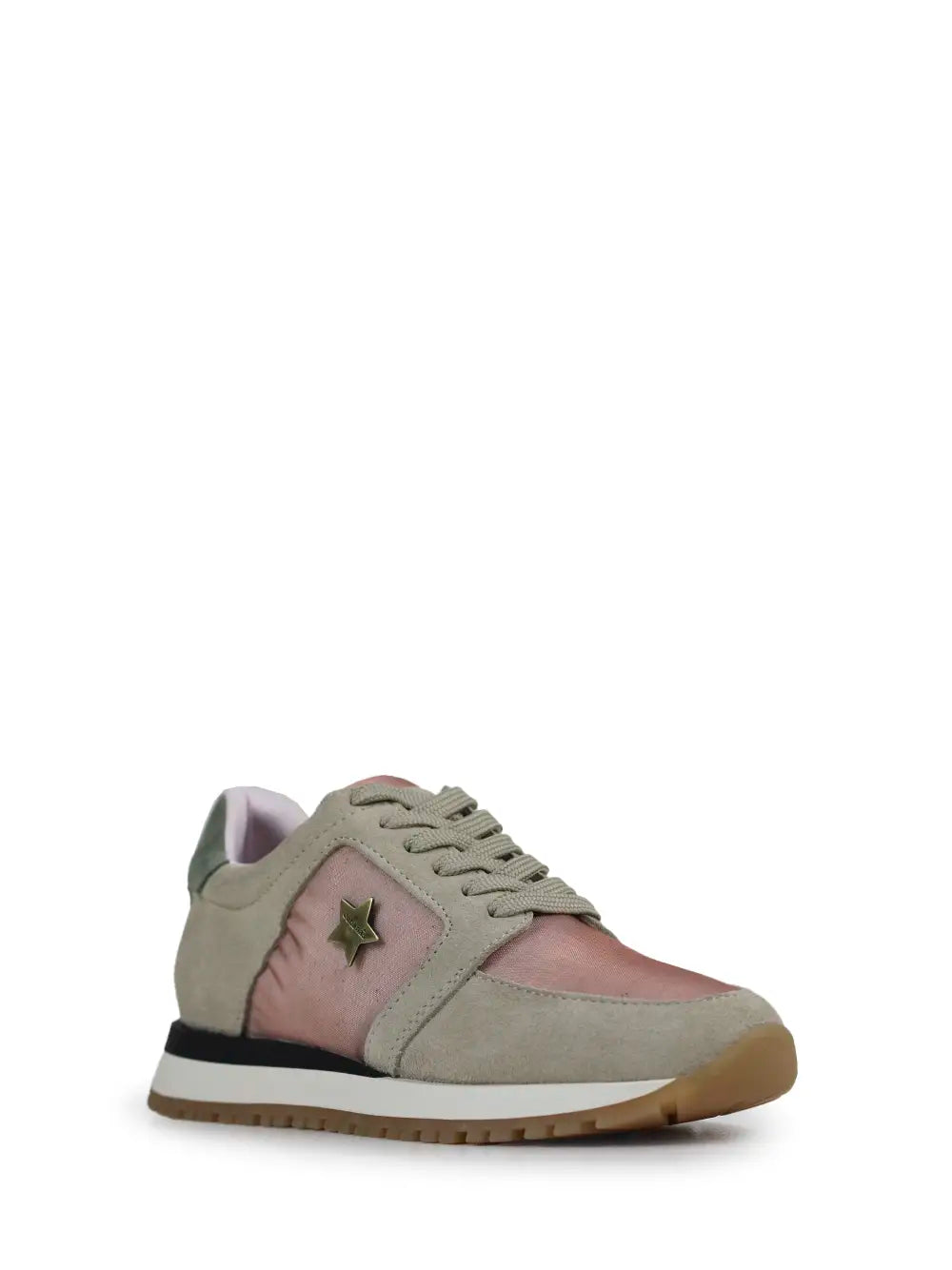 Baskets en Tissu Rose et Daim Gris