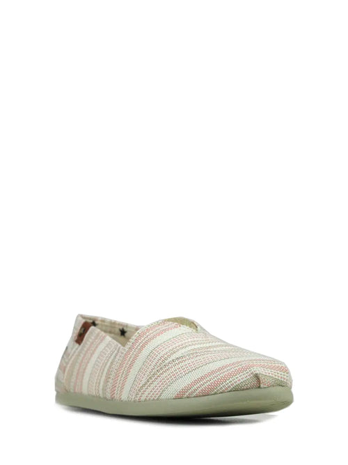 Stoff-Espadrilles mit Streifen in Rosa