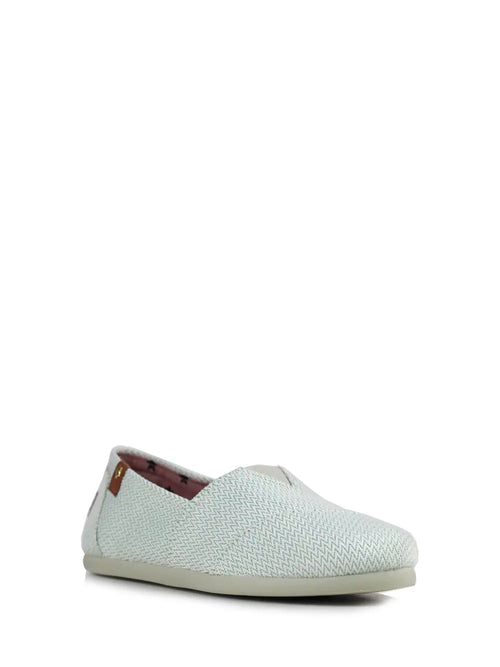 Espadrilles aus weißem und grünem Stoff