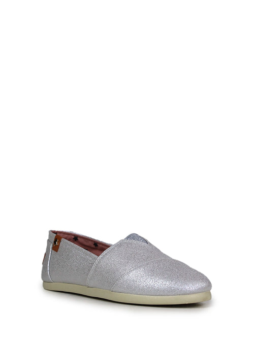 Espadrilles aus silbernem Stoff