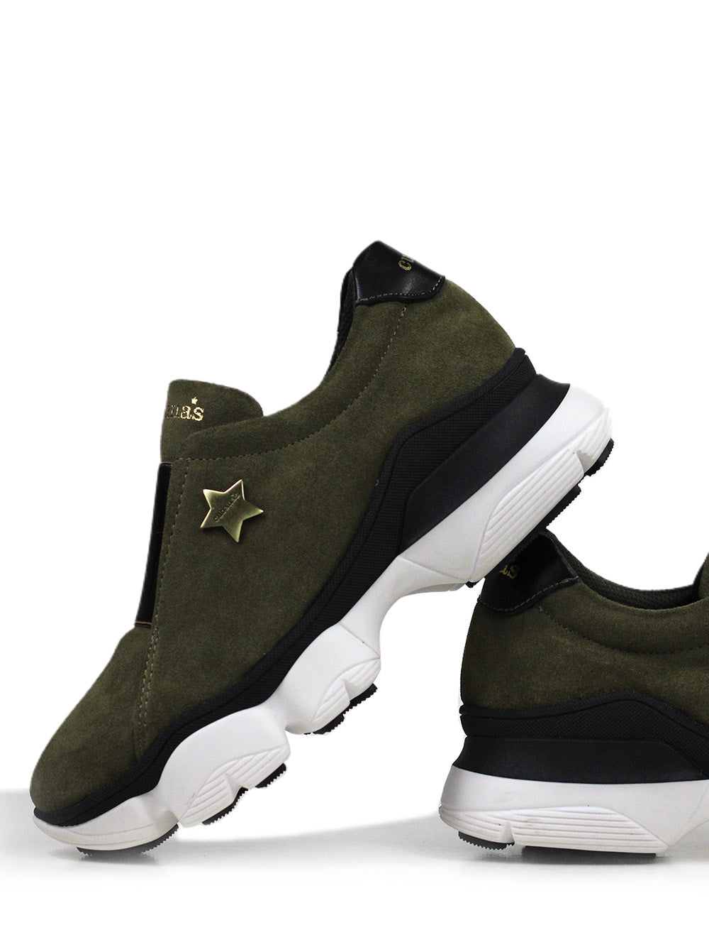 Ténis em Camurça Verde e Sola Volumosa