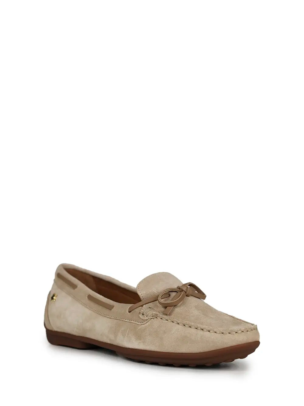 Loafer em Camurça Beige e Laço
