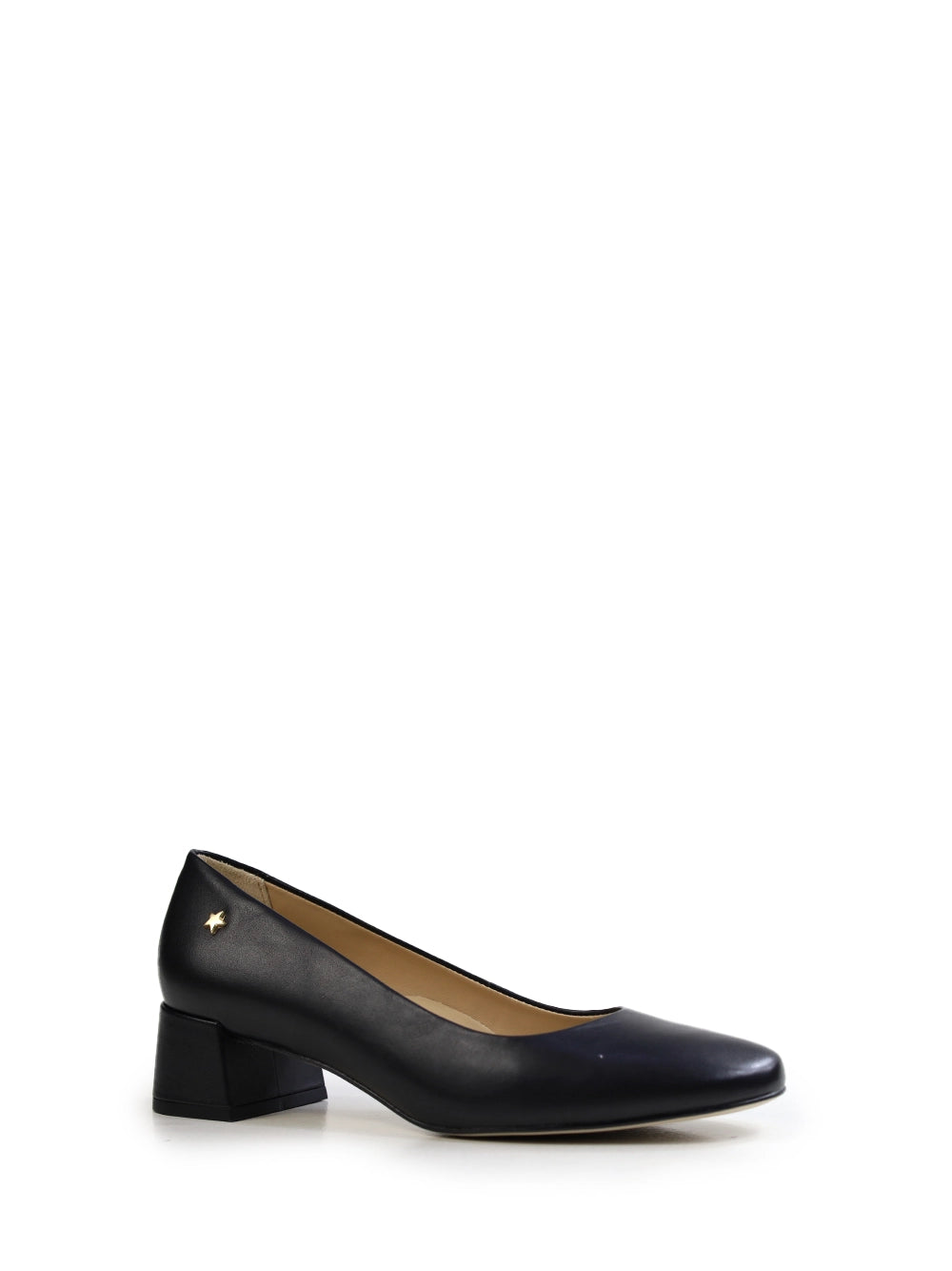 Scarpin Preto em Pele e Salto Bloco