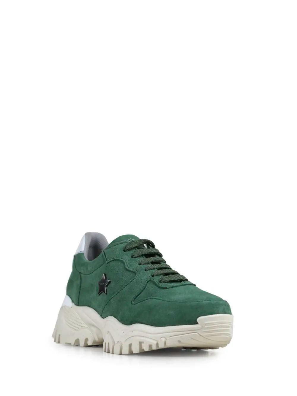 Grüne Wildleder-Sneaker mit Traktorsohle