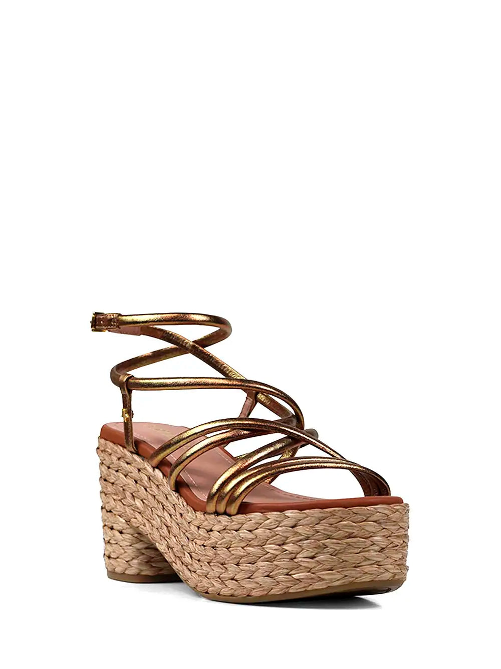 Sandália com Plataforma e Tiras Metalizadas