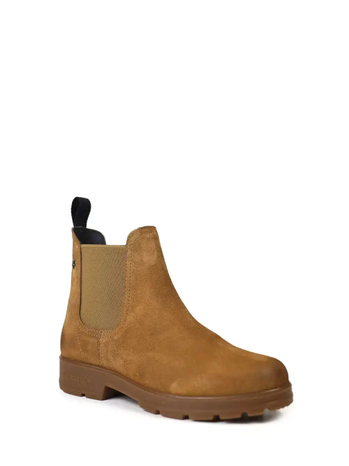 Kamelfarbener Wildlederstiefel