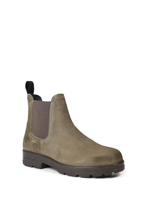 Grauer Wildlederstiefel