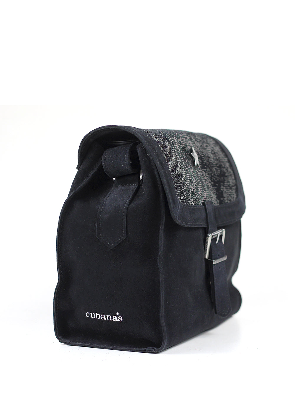 Sac en daim noir et paillettes noires