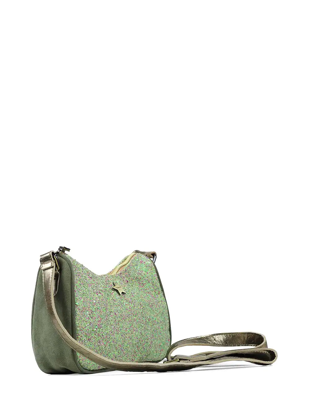 Mini Sac en Daim Vert à Paillettes