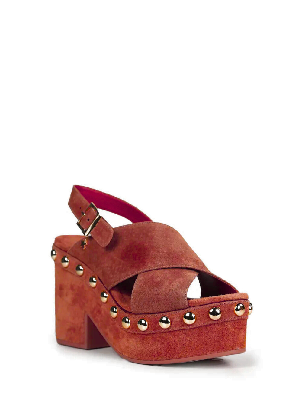 Sandália Plataforma em Camurça Vermelha