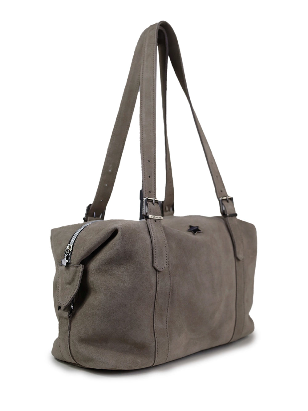 Grey Suede Shoulder Bag