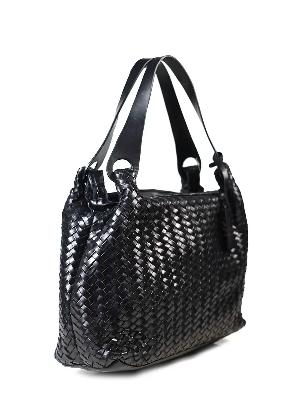 Sac en cuir tressé noir