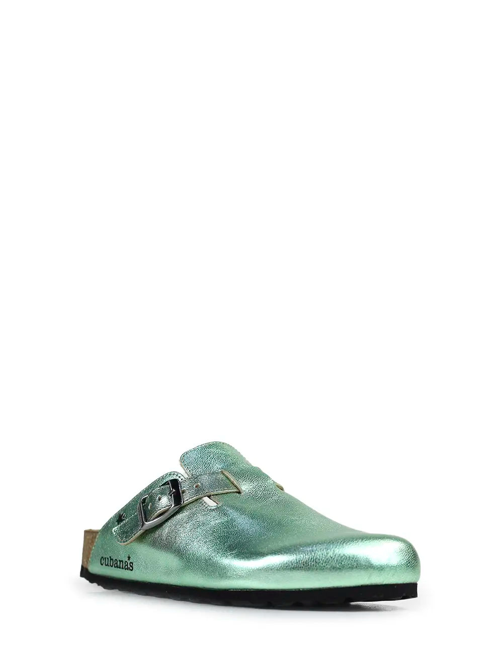 Maria sandal in metallic green leather