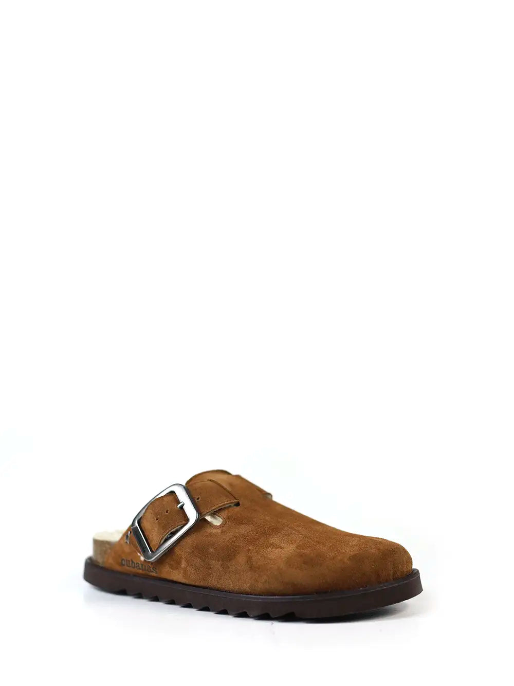 Maria Sandals in Brown Suede and Natural Fur