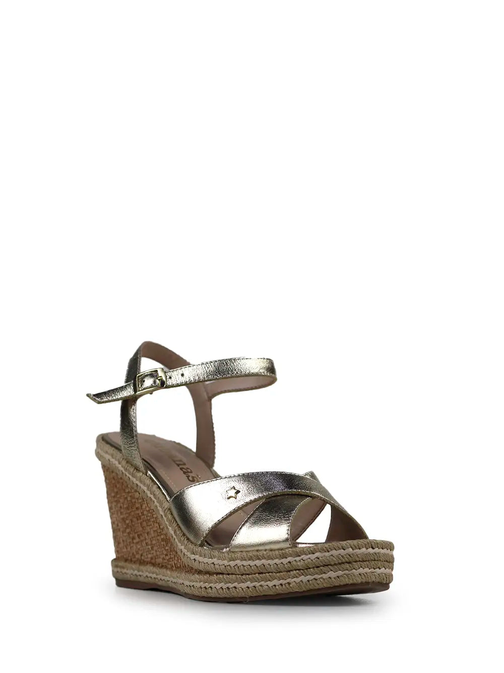 Gold Leather Cross-Strap Sandals