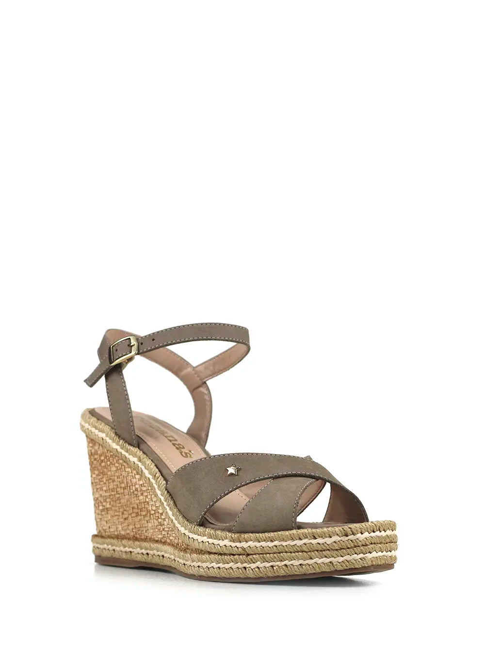 Sandalia de Ante Beige con Tiras Cruzadas