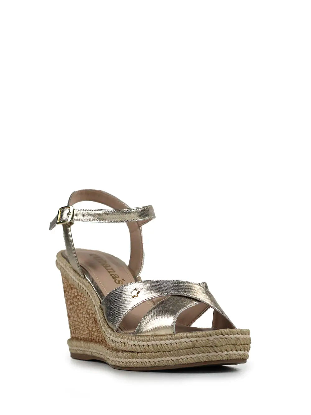 Gold Leather Cross-Strap Sandals