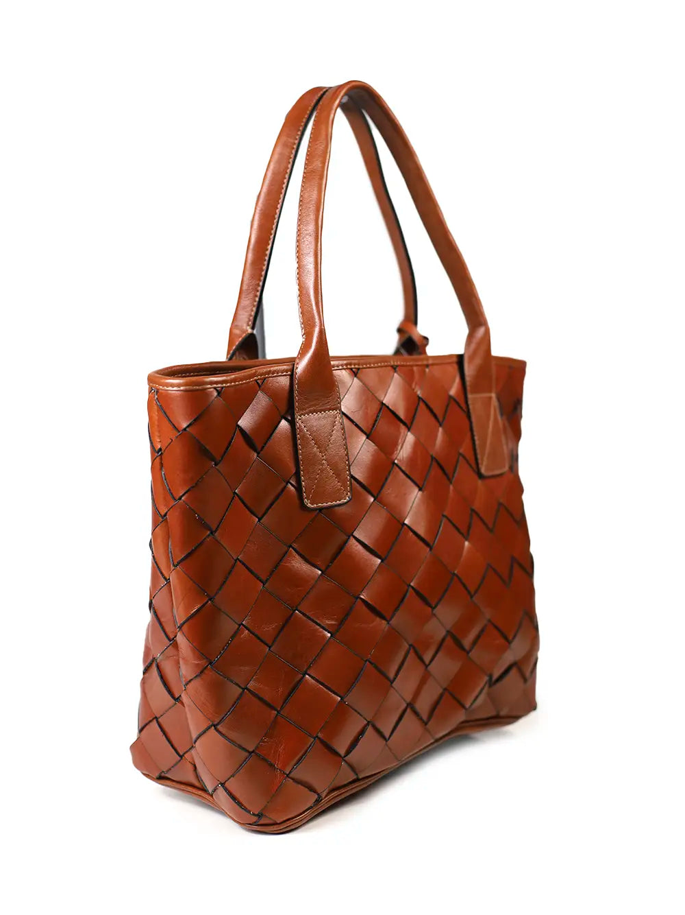 Shopper-Tasche aus geflochtenem braunem Leder