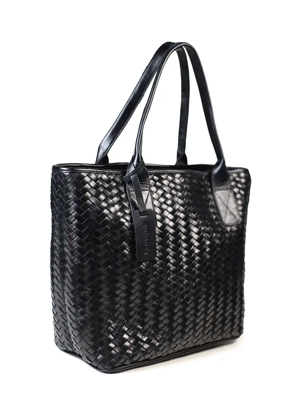 Mala Shopper Preta em Pele Entrançada