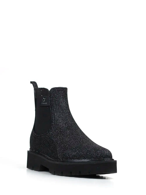 Zwarte PVC overschoenen met glitters