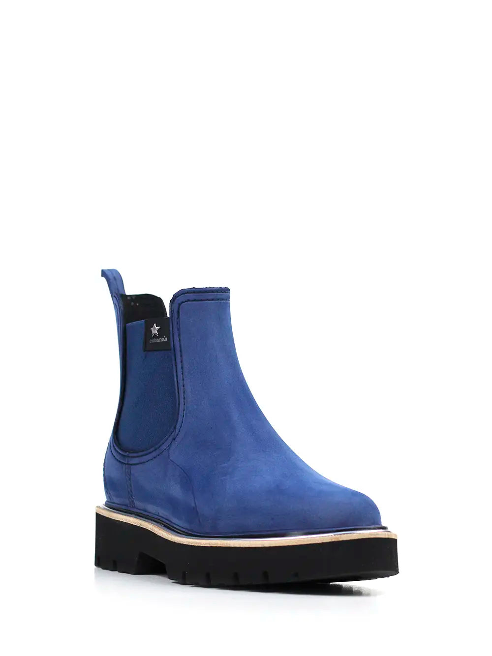 Galoche bleue avec finition nubuck