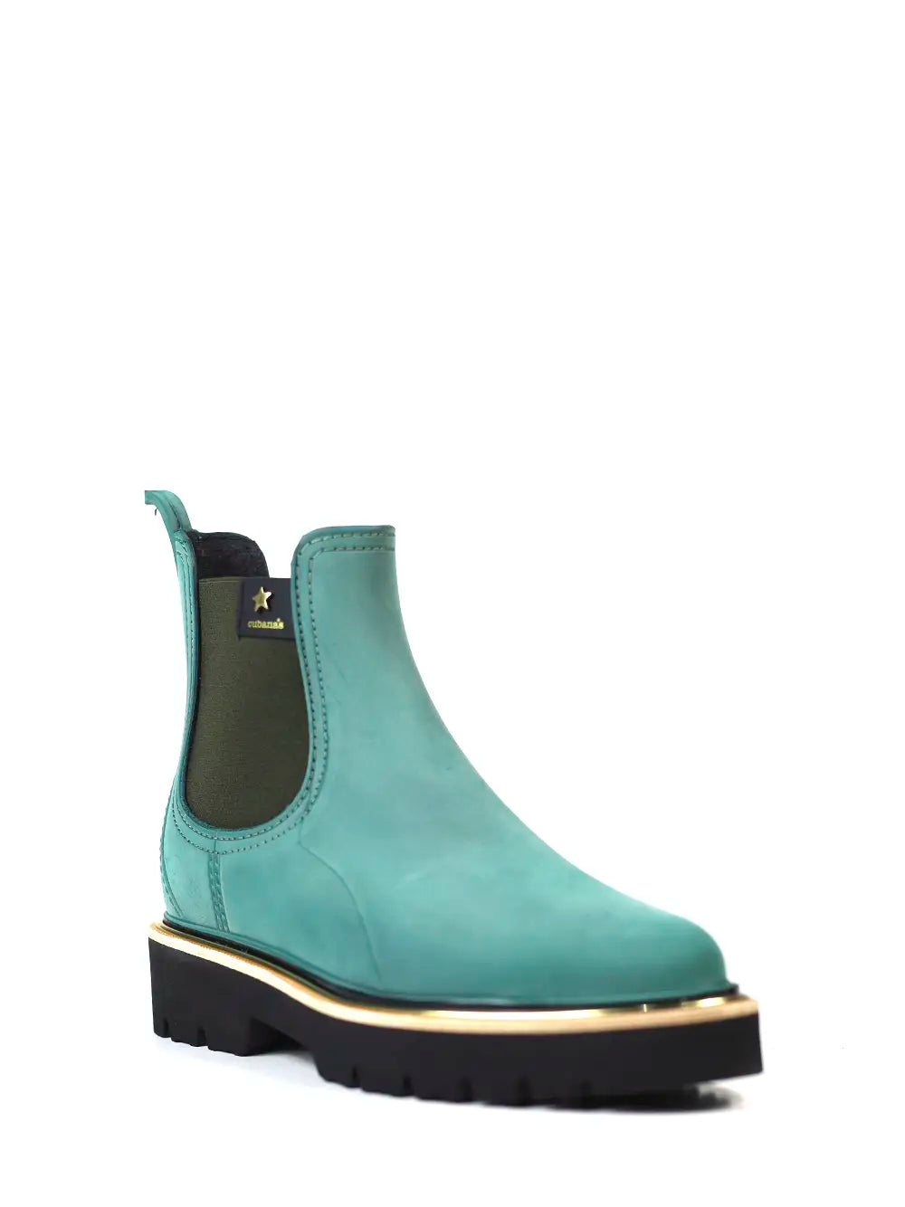 Galoche verte avec finition nubuck
