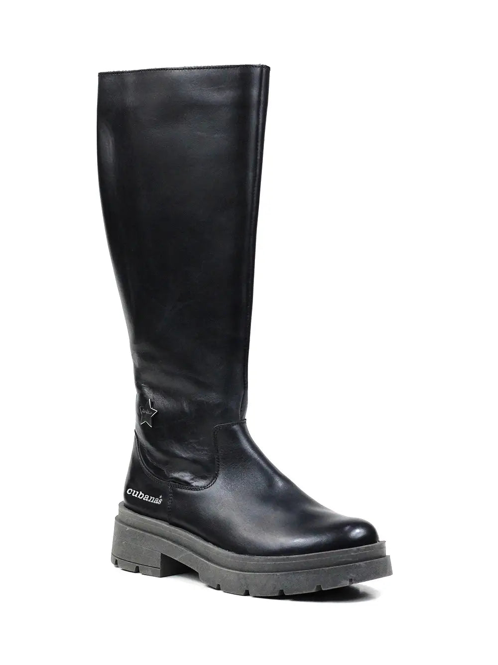 Schwarzer High-Top-Lederstiefel