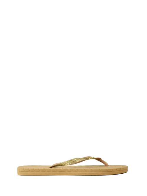 Beigefarbener Slipper und Glitzerriemen