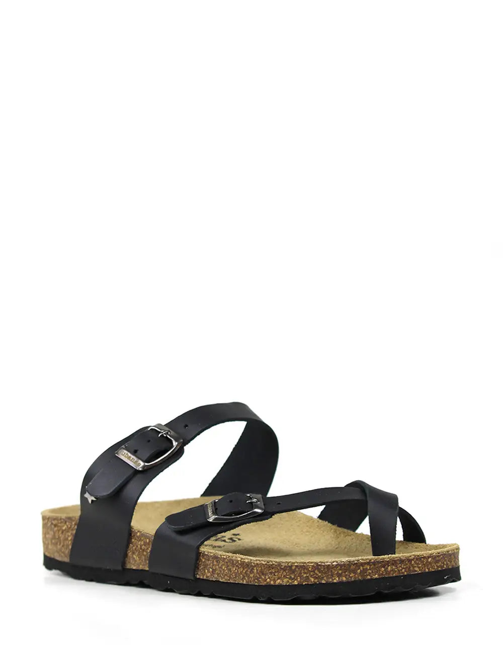 Nazare Sandals in Black Leather with Straps
