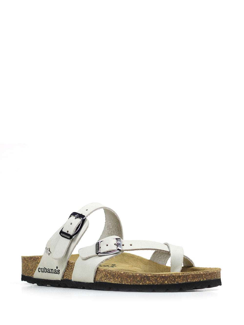 Nazare Sandal in Off-White Leather with Straps