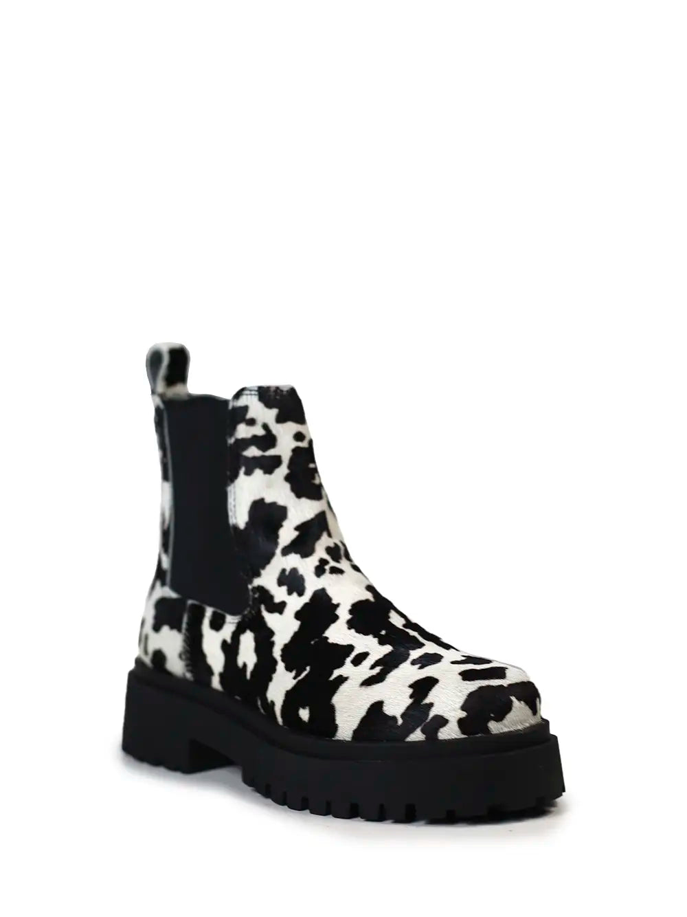 Bota Preta em Animal Print de Vaca