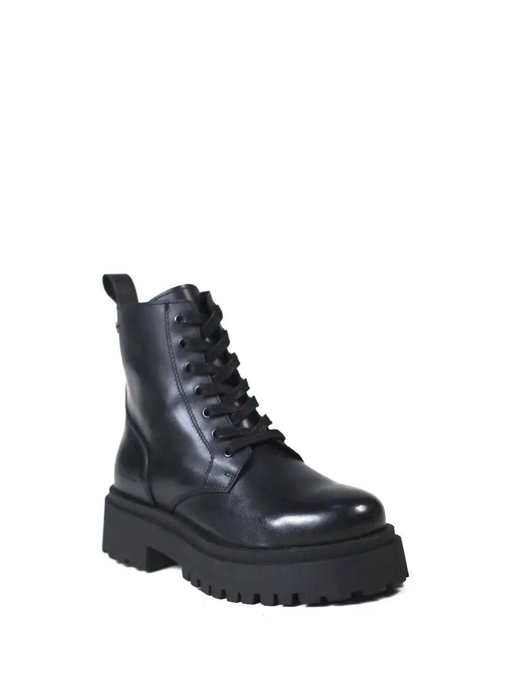 Botte en cuir noir avec semelle de tracteur