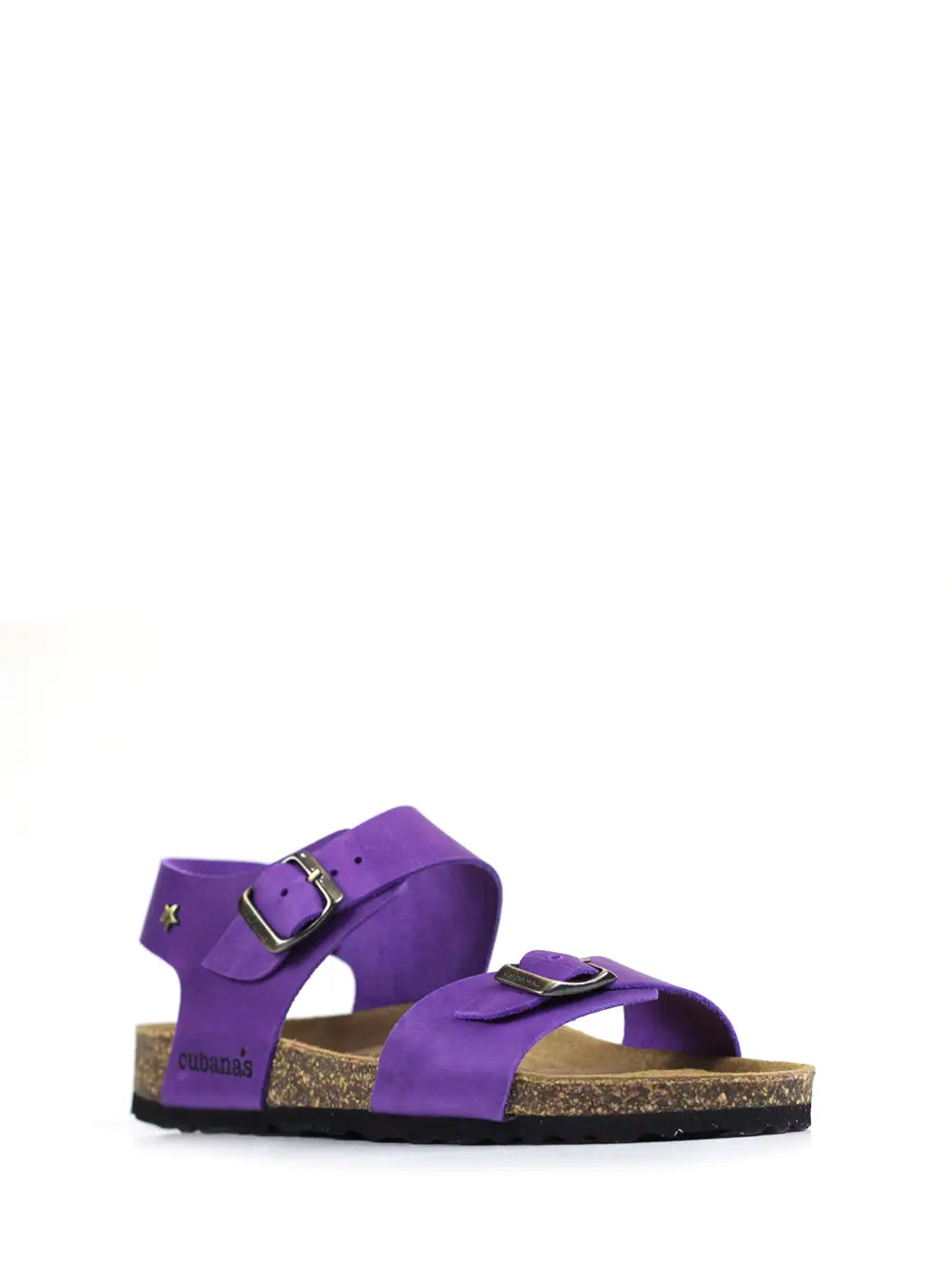 Sandalia Olivia de Piel Morada con Dos Tiras
