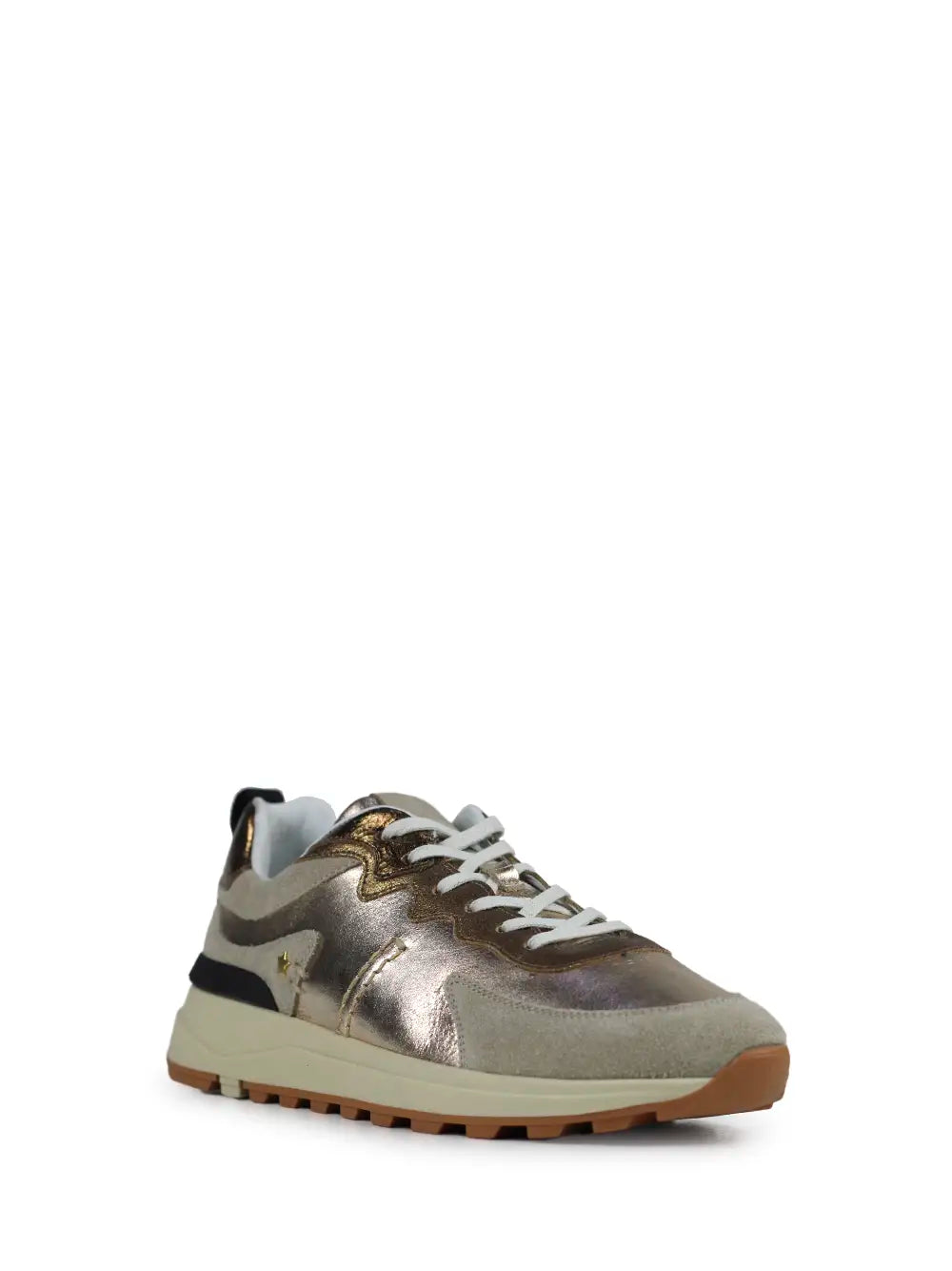 Ténis em Pele Dourada e Atacadores