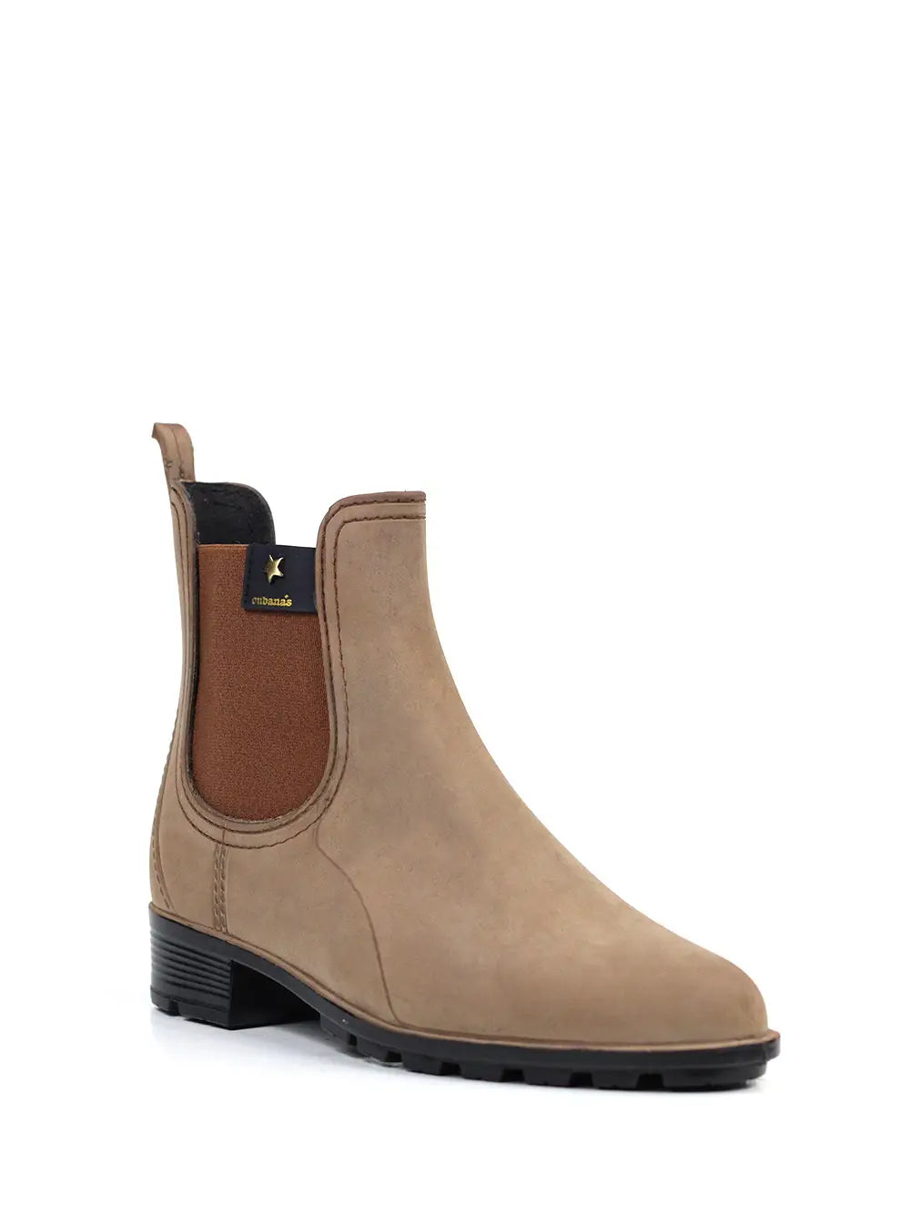 Camel Rain Boot with Nubuck Finish