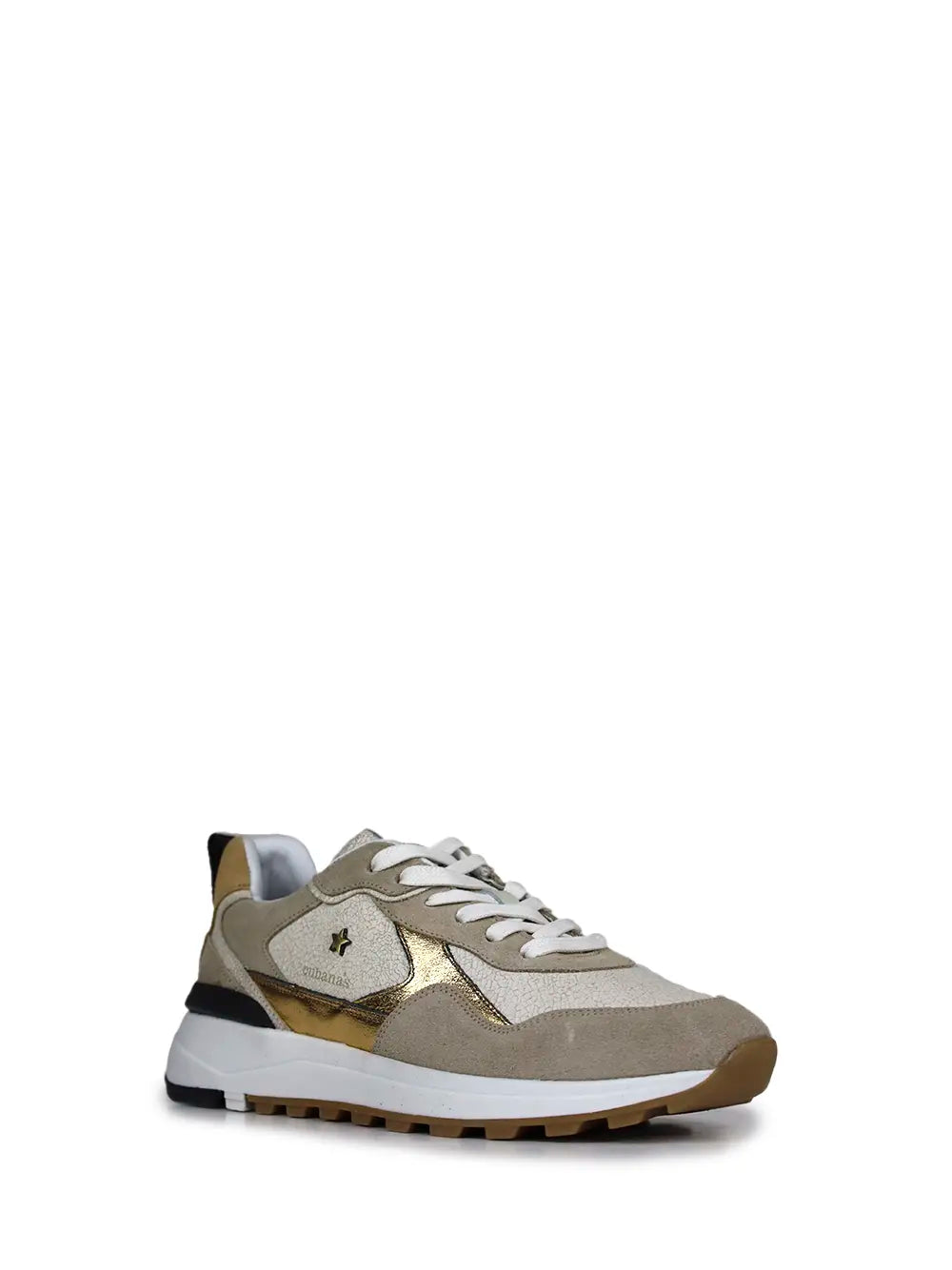 Beige Leather and Suede Trainers