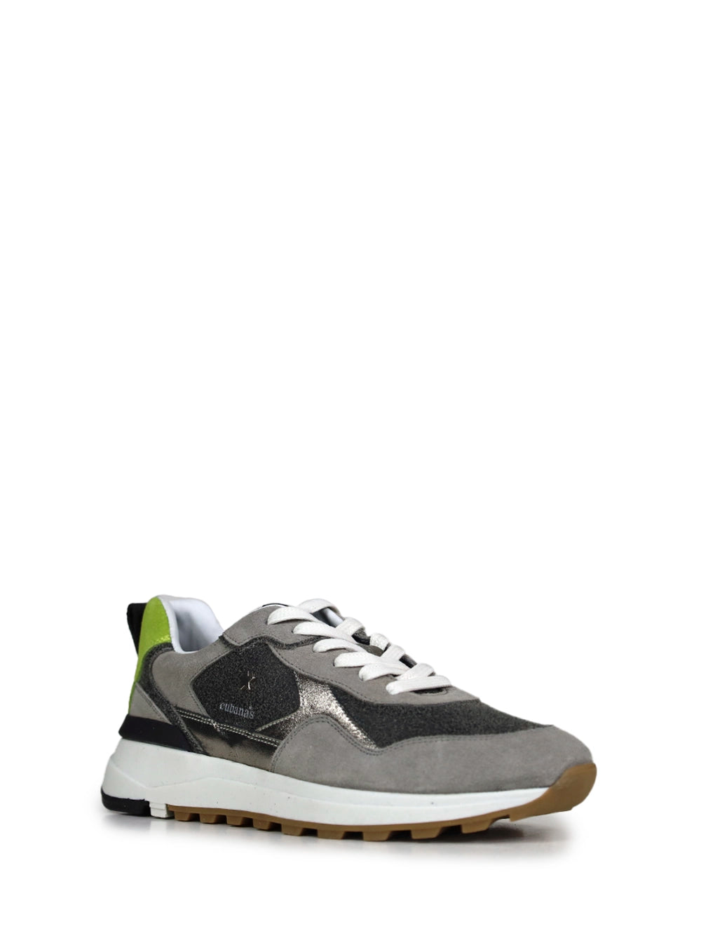 Grey and Green Suede Sneakers