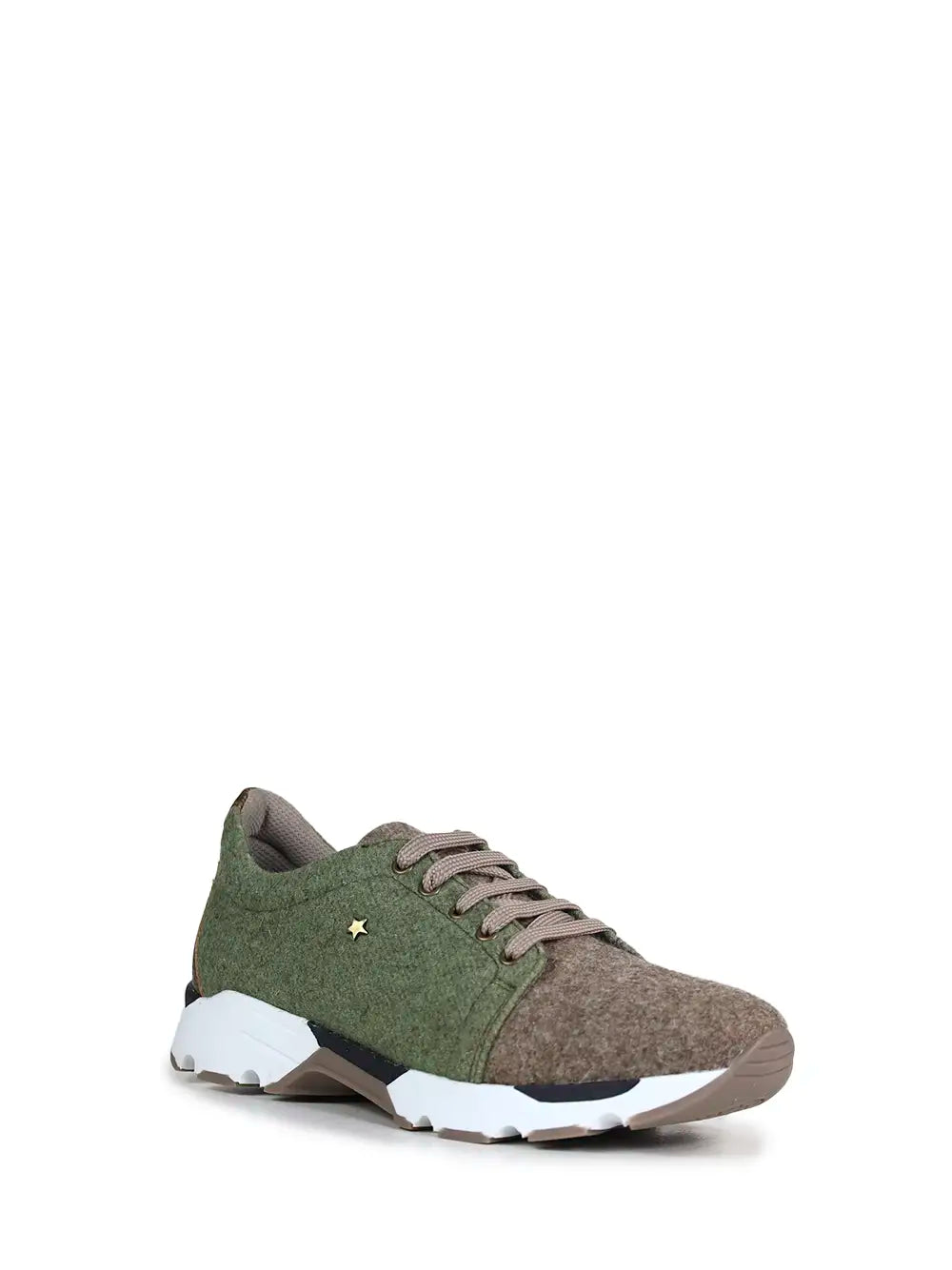 Green and Beige Burel Sneakers